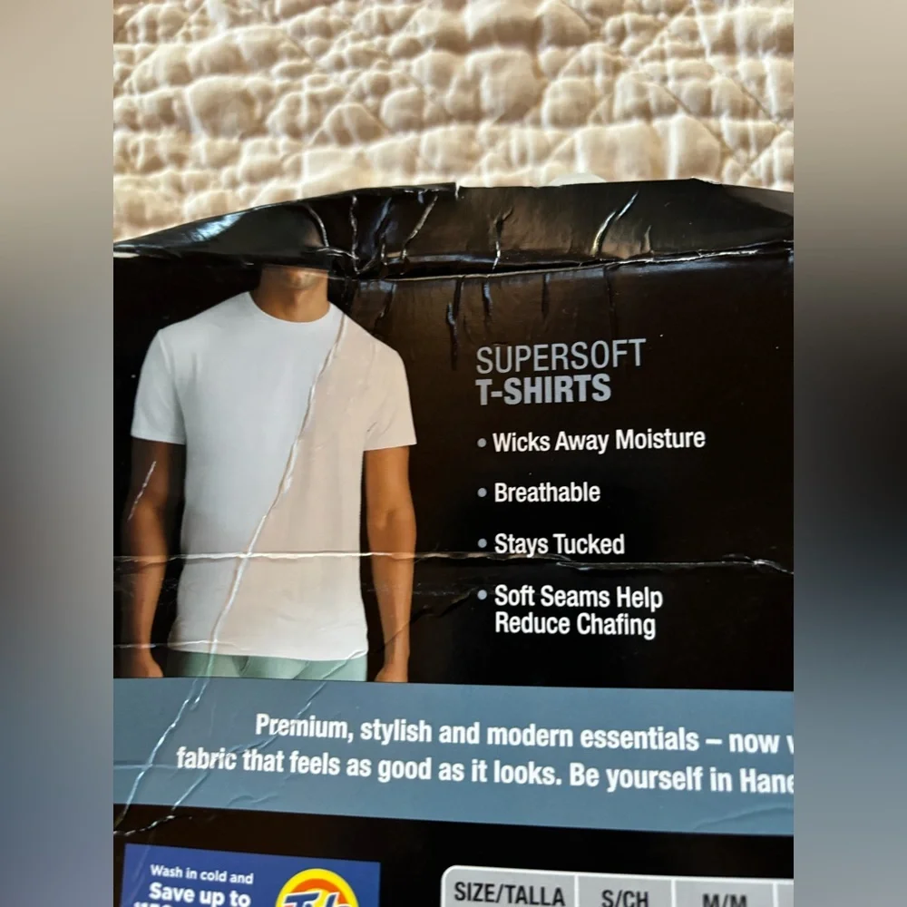 Hanes Originals Premium Men's SuperSoft Crewneck Undershirts 2-Pk Black/White Lg